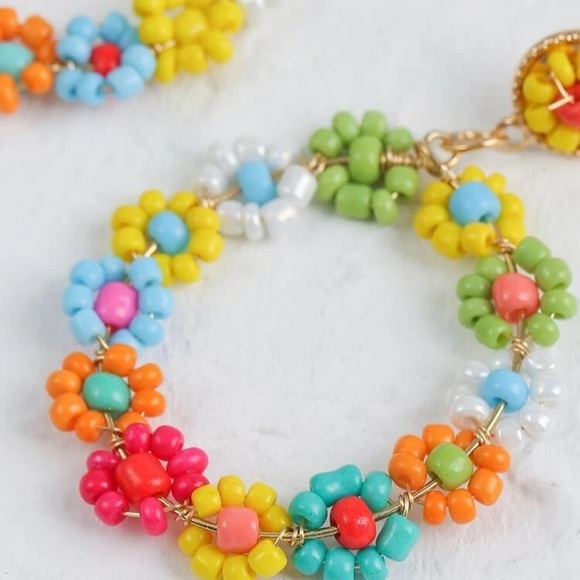 🆕✨ BOGO! Boho Hippie Flower child beaded dangle earrings NEW Boutique - Picture 4 of 6